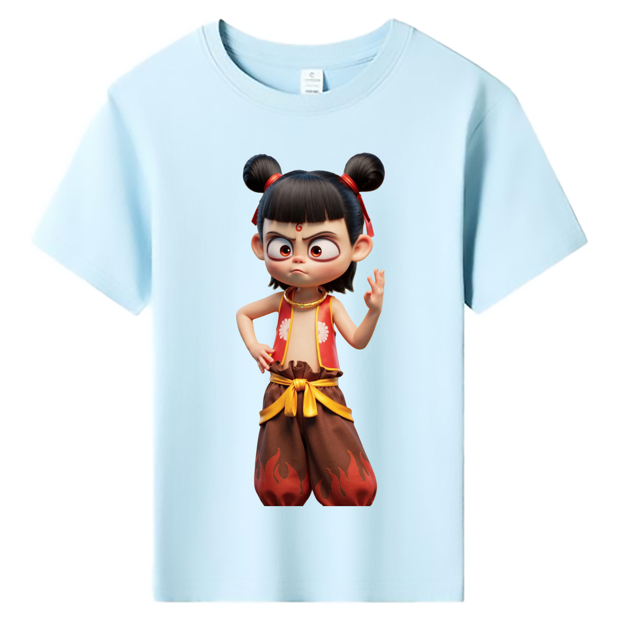 （画像用） Ne Zha 2 ナタ 魔童の大暴れ 綿100％キッズTシャツ（フロントプリント）